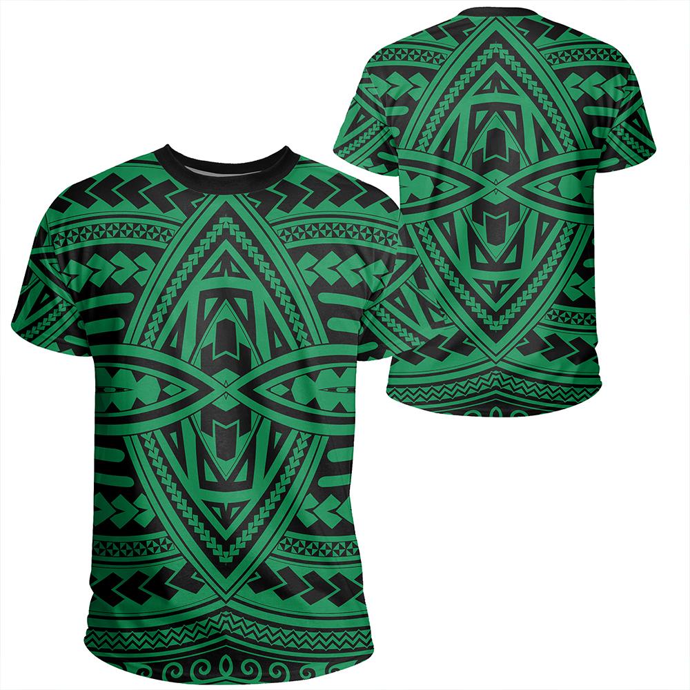 Polynesian Seamless Green T Shirt Unisex Polyester - Polynesian Pride