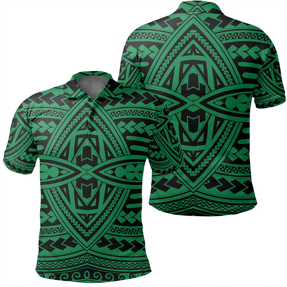 Unisex Polynesian Seamless Green Polo Shirt Unisex Art - Polynesian Pride