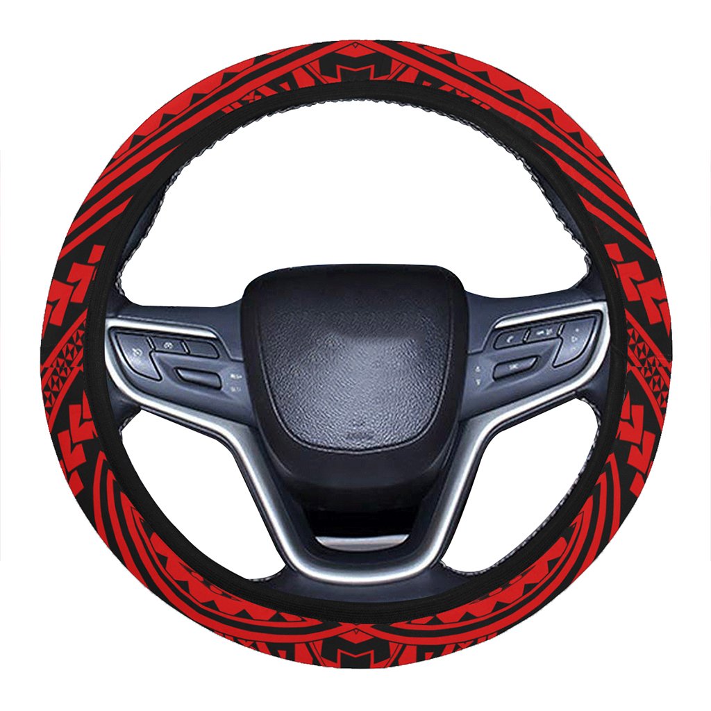 Polynesian Seamless Red Hawaii Steering Wheel Cover with Elastic Edge One Size Red Steering Wheel Cover - Polynesian Pride