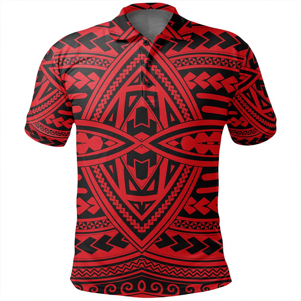 Unisex Polynesian Seamless Red Polo Shirt - Polynesian Pride