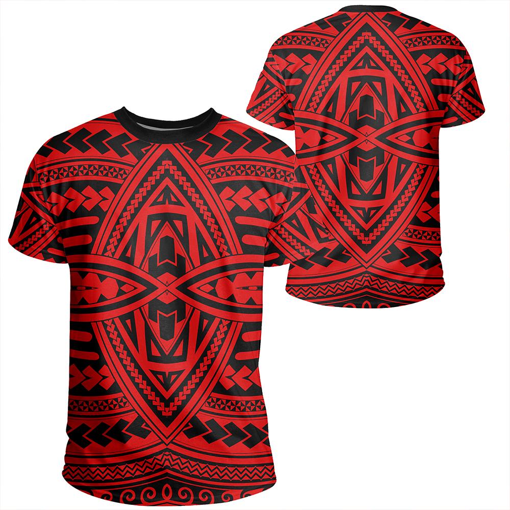 Polynesian Seamless Red T Shirt Unisex Polyester - Polynesian Pride