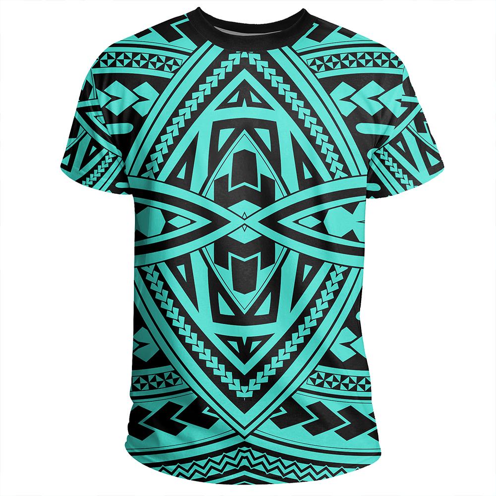 Polynesian Seamless Turquoise T Shirt - Polynesian Pride