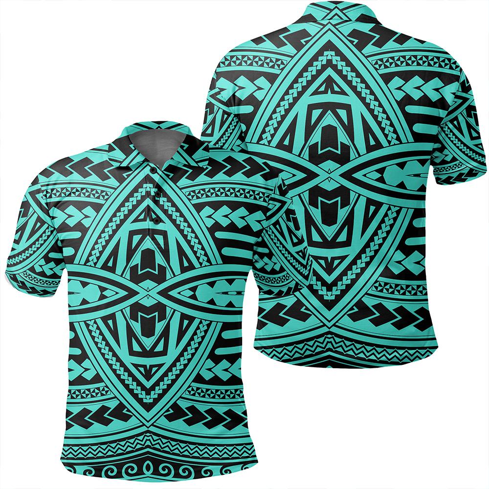 Unisex Polynesian Seamless Turquoise Polo Shirt Unisex Art - Polynesian Pride