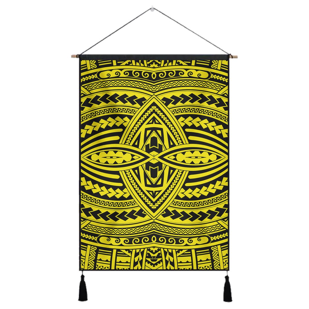 Polynesian Seamless yellow Hanging Poster - AH Hanging Poster 43 x 65 cm Cotton And Linen - Polynesian Pride
