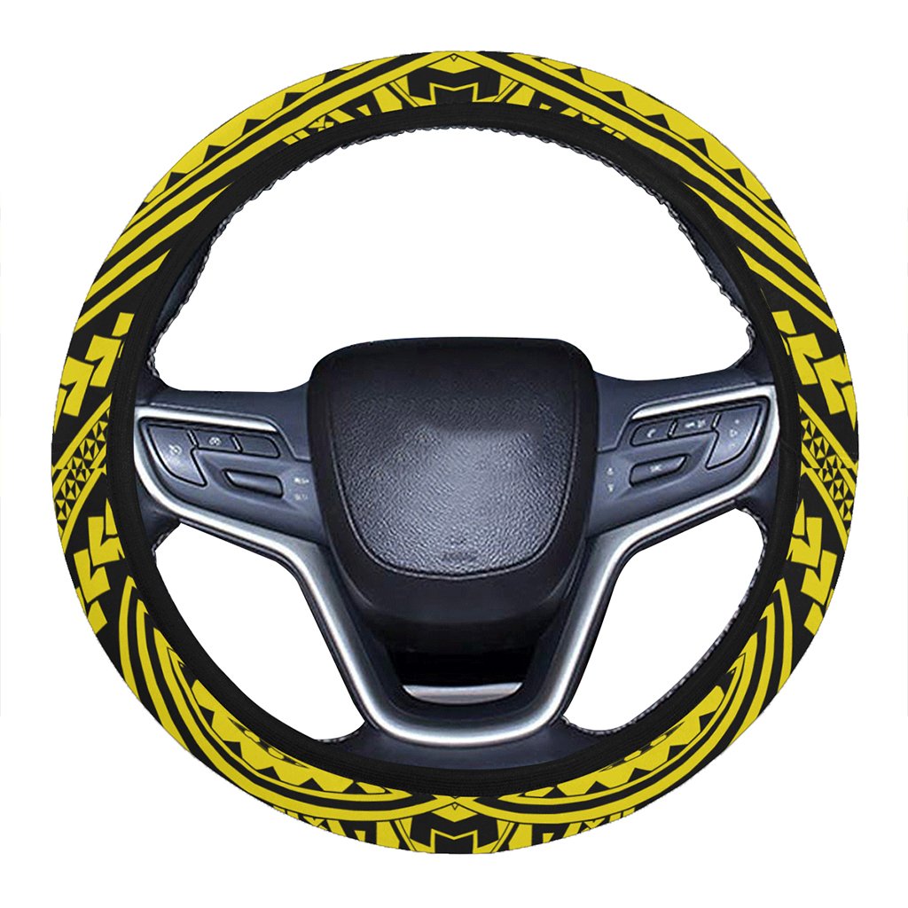 Polynesian Seamless yellow Hawaii Steering Wheel Cover with Elastic Edge One Size Yellow Steering Wheel Cover - Polynesian Pride