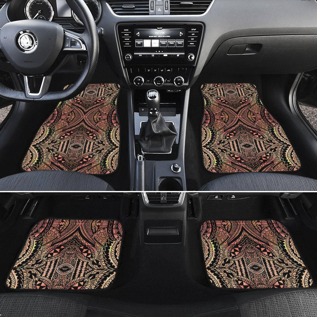 Polynesian Symmetry Brown Hawaii Car Floor Mats White One Size - Polynesian Pride