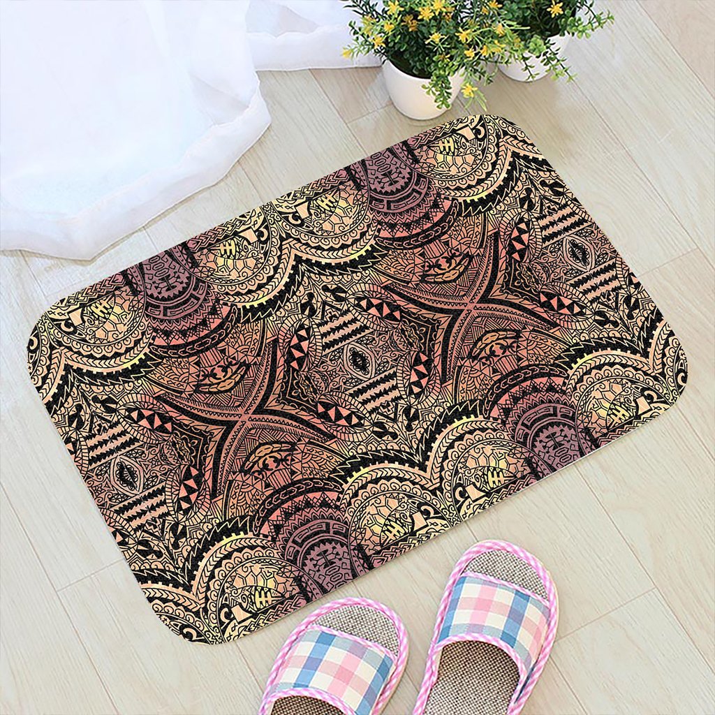 Polynesian Symmetry Brown Hawaii Door Mat Door Mat Black - Polynesian Pride