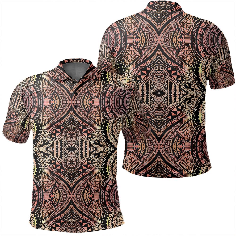 Unisex Polynesian Symmetry Brown Polo Shirt Unisex Art - Polynesian Pride