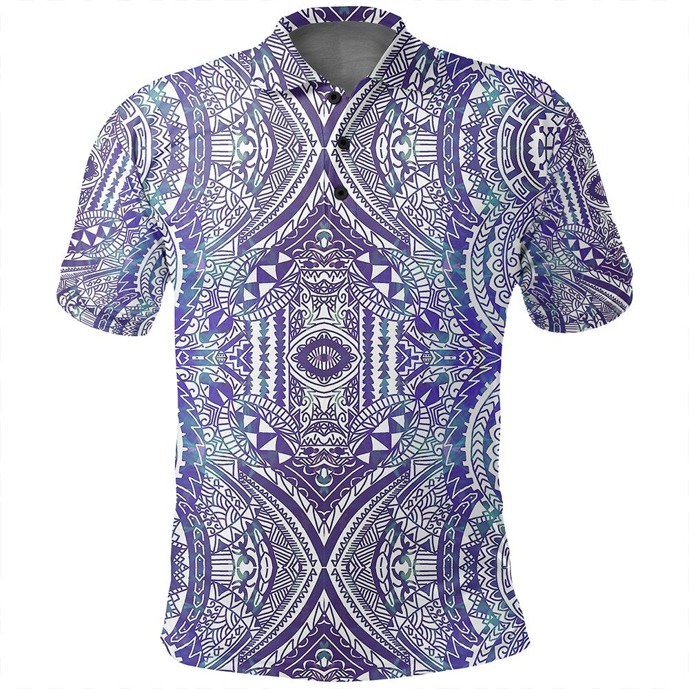 Unisex Polynesian Symmetry Gardient Violet Polo Shirt - Polynesian Pride