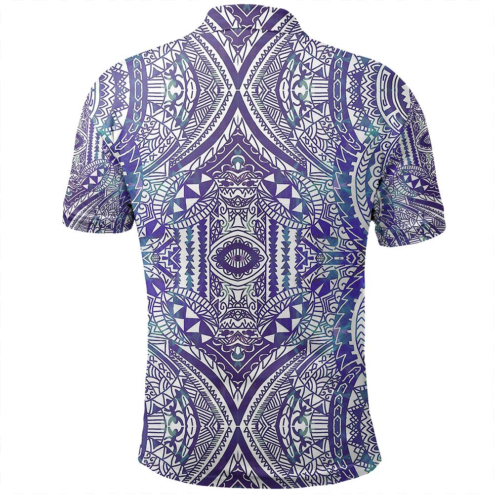 Unisex Polynesian Symmetry Gardient Violet Polo Shirt - Polynesian Pride