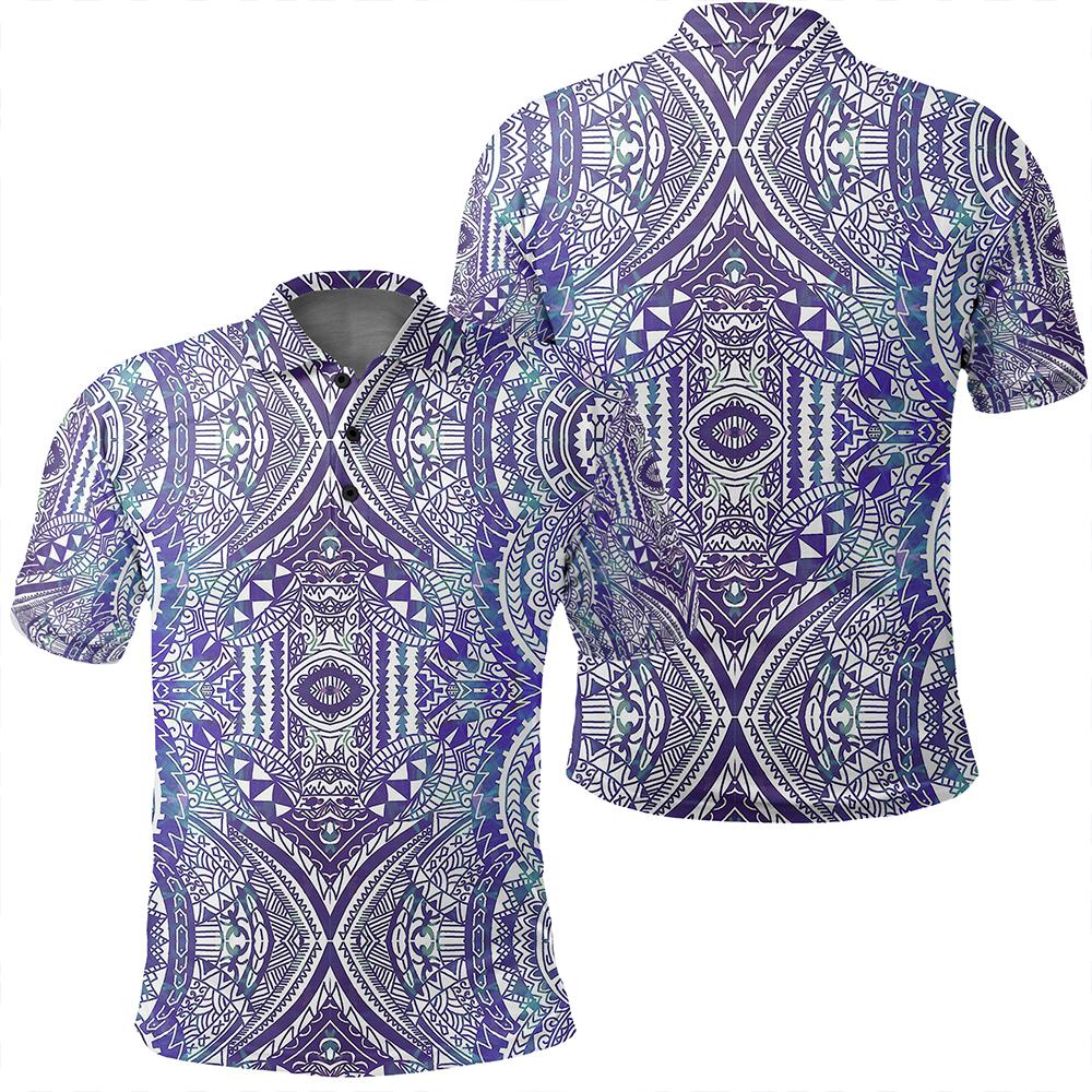 Unisex Polynesian Symmetry Gardient Violet Polo Shirt Unisex Art - Polynesian Pride