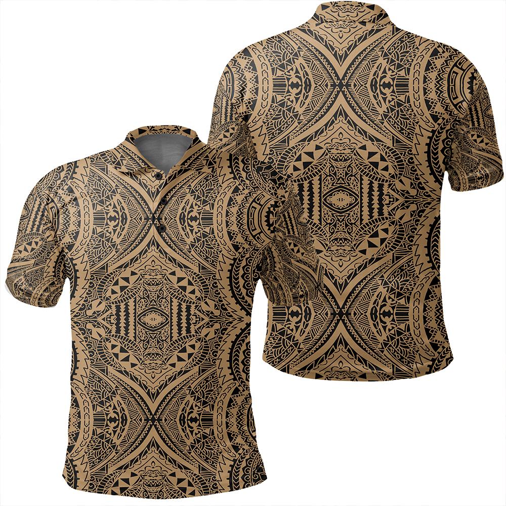 Unisex Polynesian Symmetry Gold Polo Shirt Unisex Art - Polynesian Pride