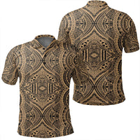 Unisex Polynesian Symmetry Gold Polo Shirt Unisex Art - Polynesian Pride