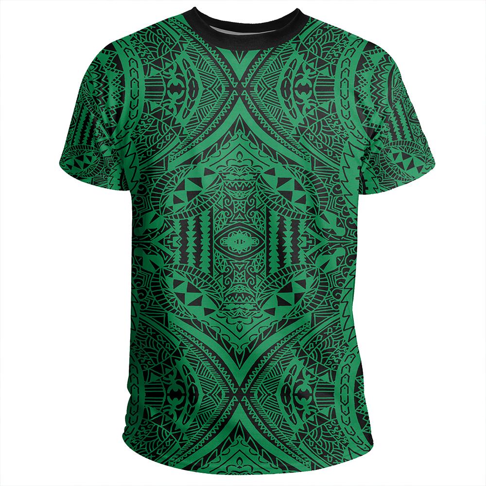 Polynesian Symmetry Green T Shirt - Polynesian Pride
