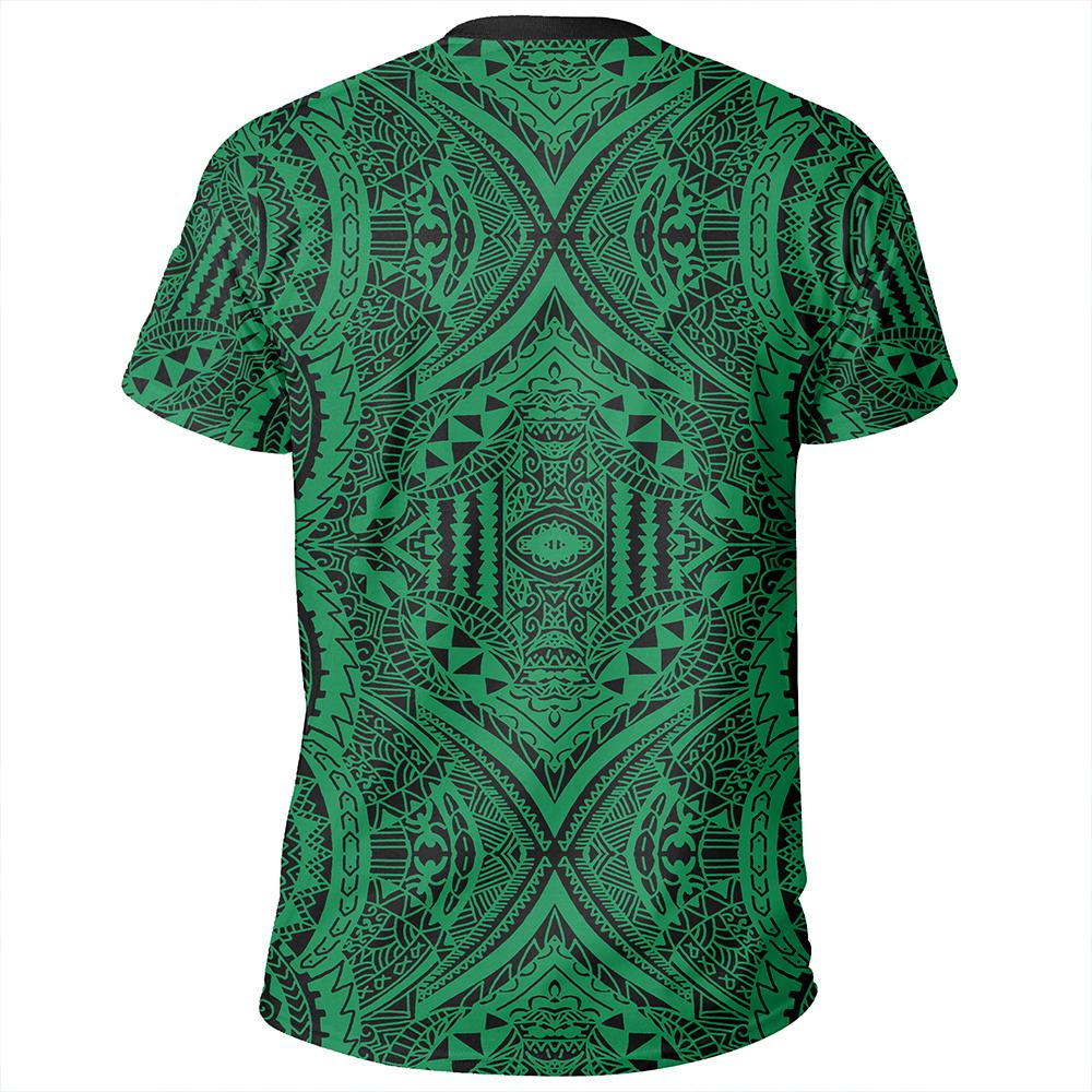 Polynesian Symmetry Green T Shirt - Polynesian Pride