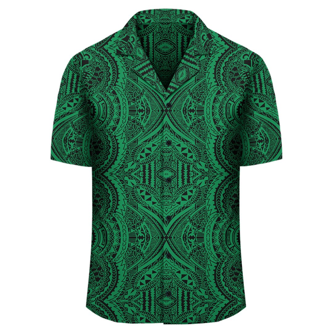 Polynesian Symmetry Green Hawaiian Shirt - Polynesian Pride