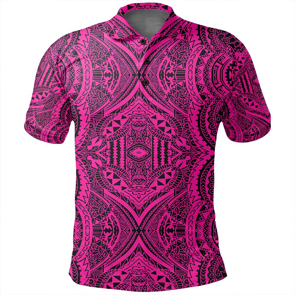 Unisex Polynesian Symmetry Pink Polo Shirt - Polynesian Pride