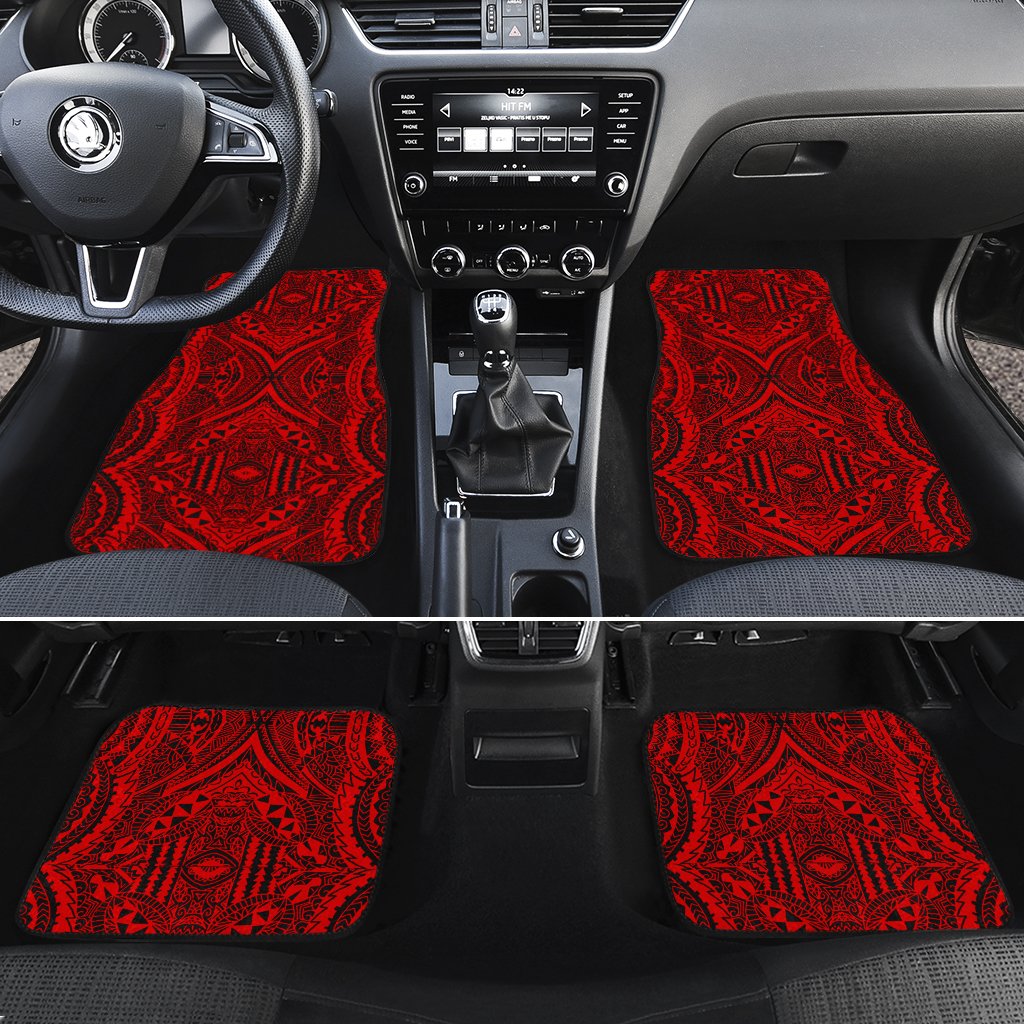 Polynesian Symmetry Red Hawaii Car Floor Mats Red One Size - Polynesian Pride