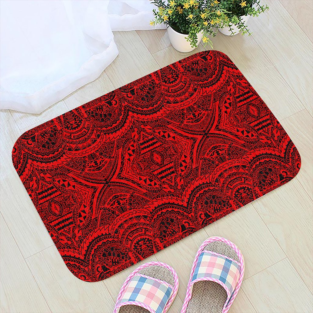 Polynesian Symmetry Red Hawaii Door Mat Door Mat Red - Polynesian Pride