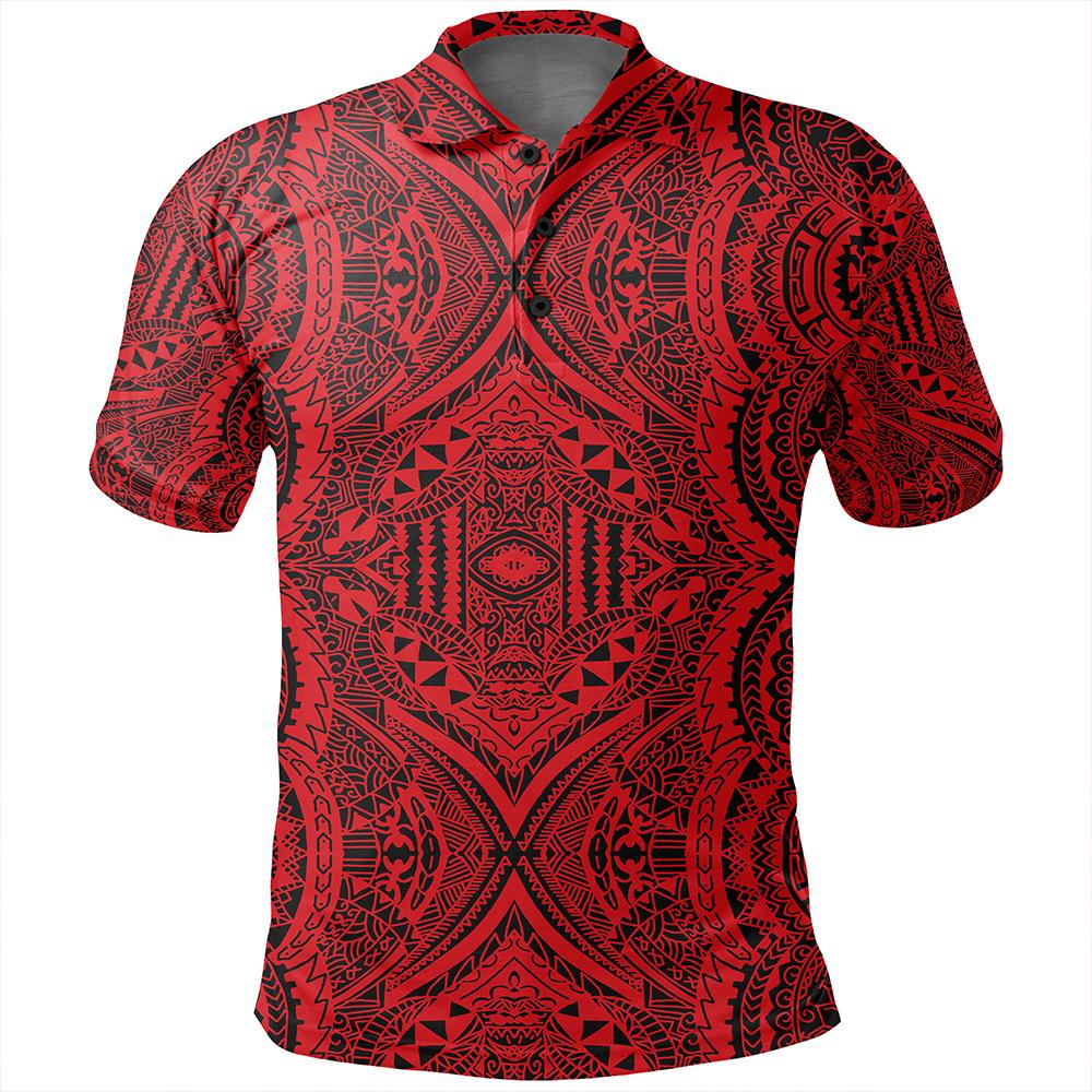 Unisex Polynesian Symmetry Red Polo Shirt - Polynesian Pride