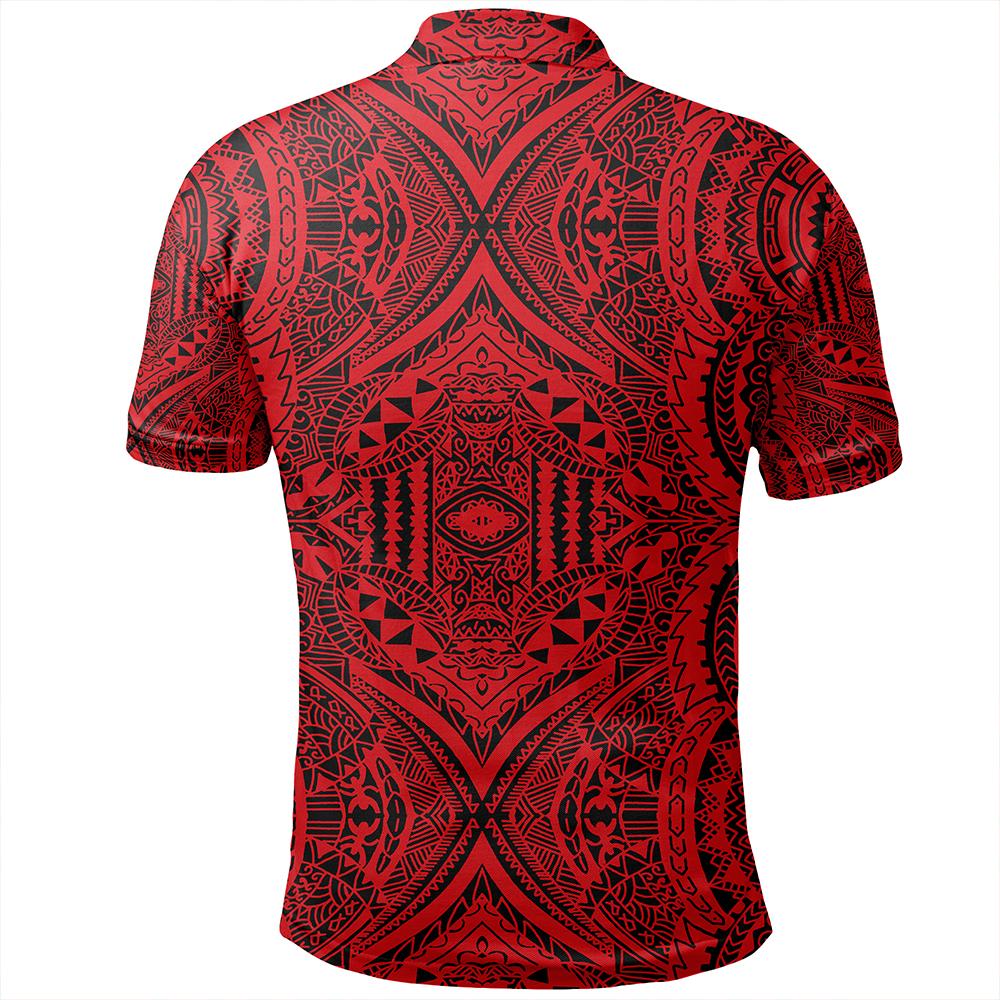 Unisex Polynesian Symmetry Red Polo Shirt - Polynesian Pride