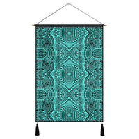 Polynesian Symmetry Turquoise Hanging Poster - AH Hanging Poster 43 x 65 cm Cotton And Linen - Polynesian Pride