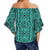 Polynesian Symmetry Turquoise Hawaii Women's Off Shoulder Wrap Waist Top - Polynesian Pride