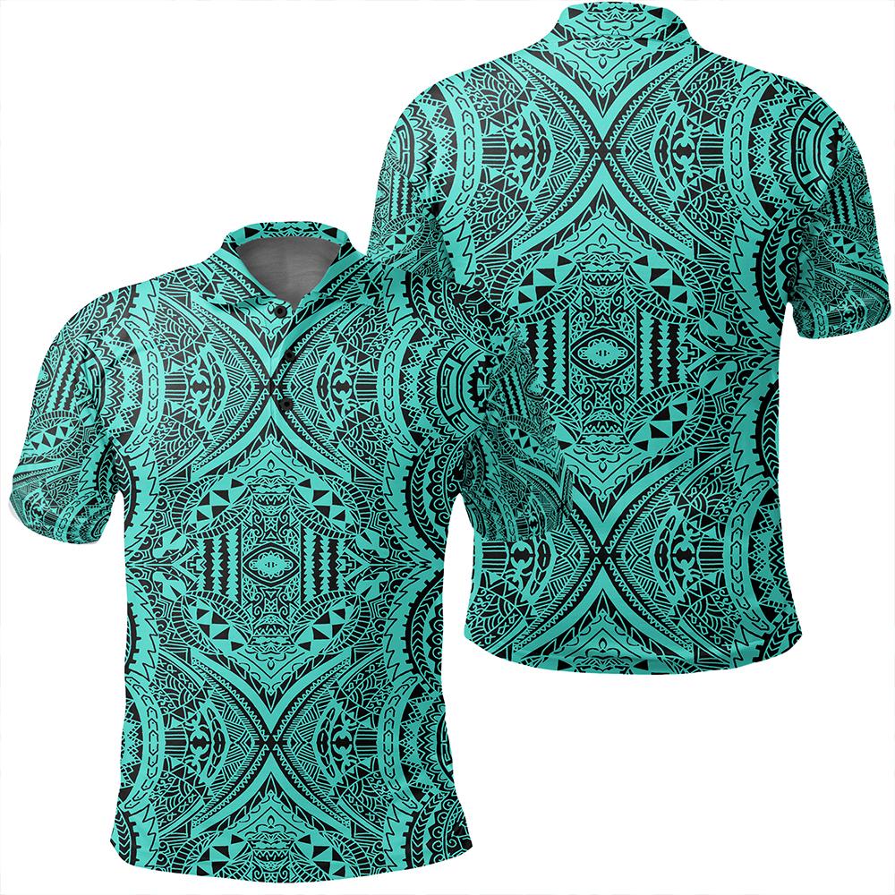 Unisex Polynesian Symmetry Turquoise Polo Shirt Unisex Art - Polynesian Pride