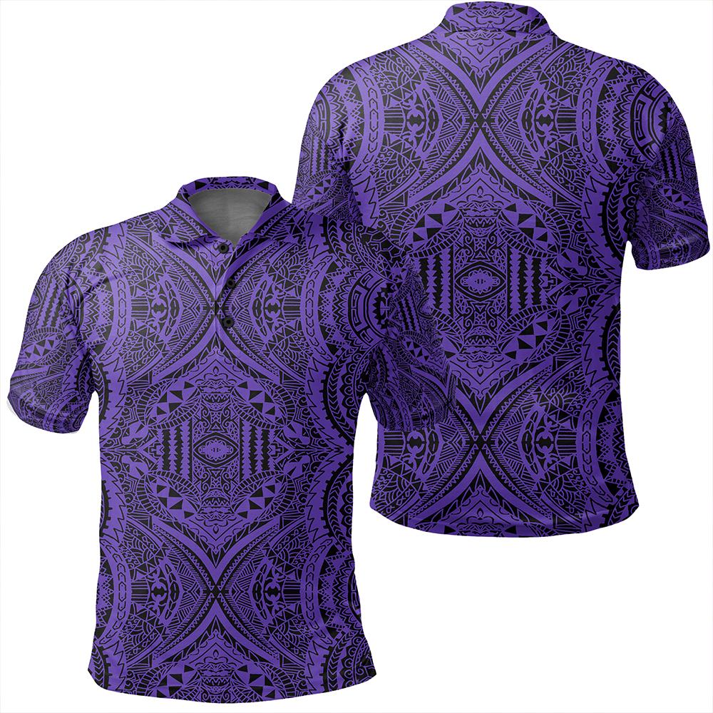 Unisex Polynesian Symmetry Violet Polo Shirt Unisex Art - Polynesian Pride