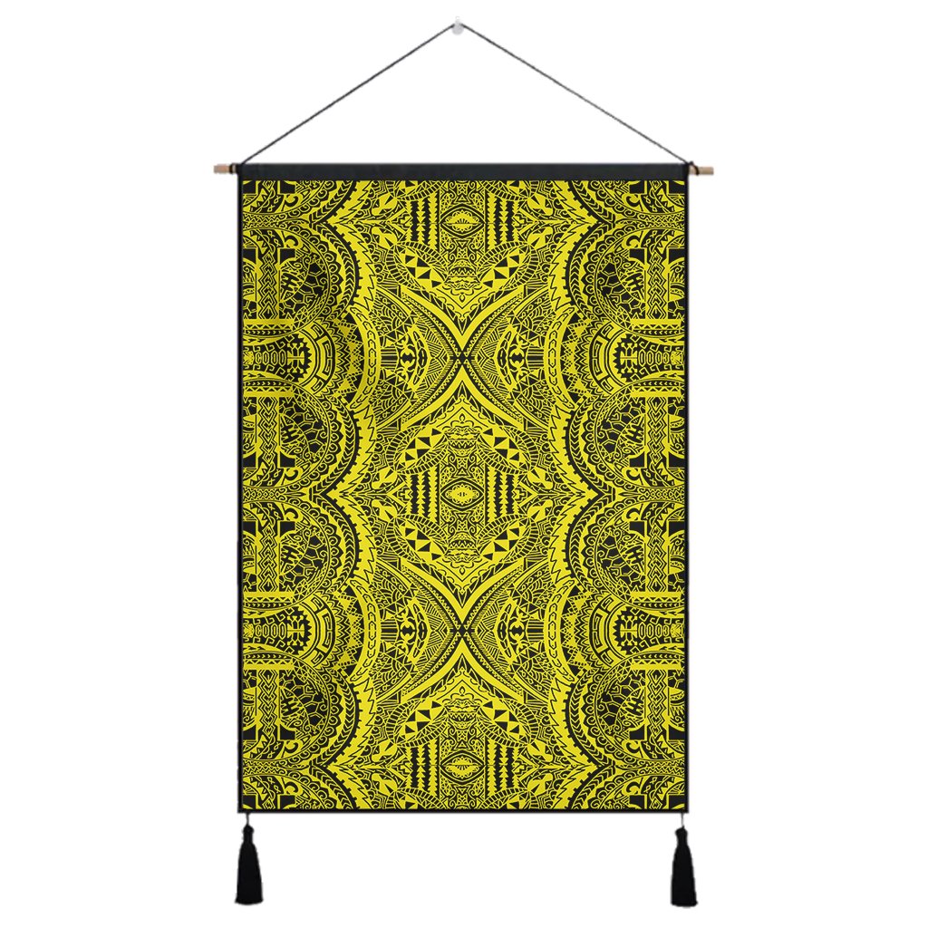 Polynesian Symmetry Yellow Hanging Poster - AH Hanging Poster 43 x 65 cm Cotton And Linen - Polynesian Pride