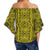 Polynesian Symmetry Yellow Hawaii Women's Off Shoulder Wrap Waist Top - Polynesian Pride