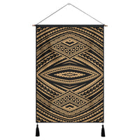 Polynesian Tatau Gold Hanging Poster - AH Hanging Poster 43 x 65 cm Cotton And Linen - Polynesian Pride
