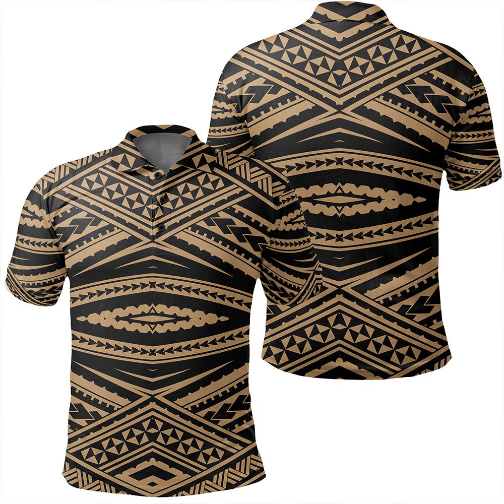 Unisex Polynesian Tatau Gold Polo Shirt Unisex Art - Polynesian Pride