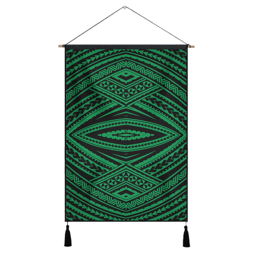 Polynesian Tatau Green Hanging Poster - AH Hanging Poster 43 x 65 cm Cotton And Linen - Polynesian Pride