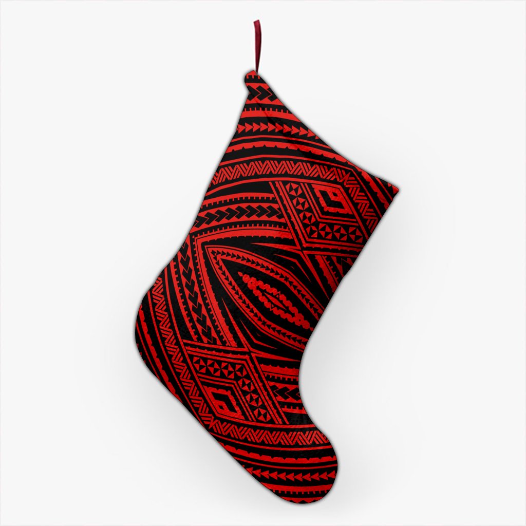 Polynesian Tatau Red Christmas Stocking 26 X 42 cm Red Christmas Stocking - Polynesian Pride