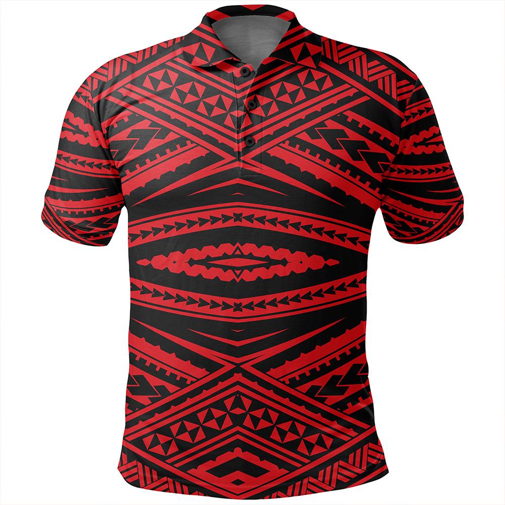 Unisex Polynesian Tatau Red Polo Shirt - Polynesian Pride