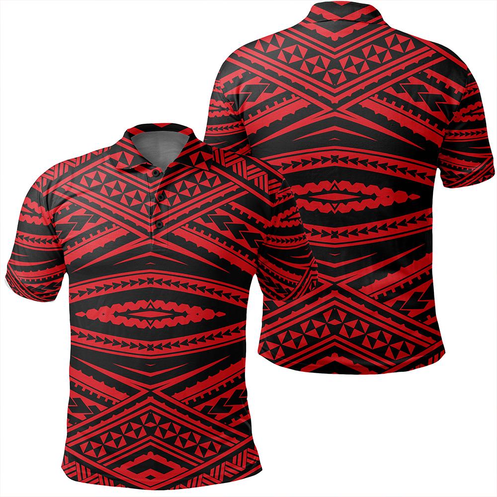 Unisex Polynesian Tatau Red Polo Shirt Unisex Art - Polynesian Pride