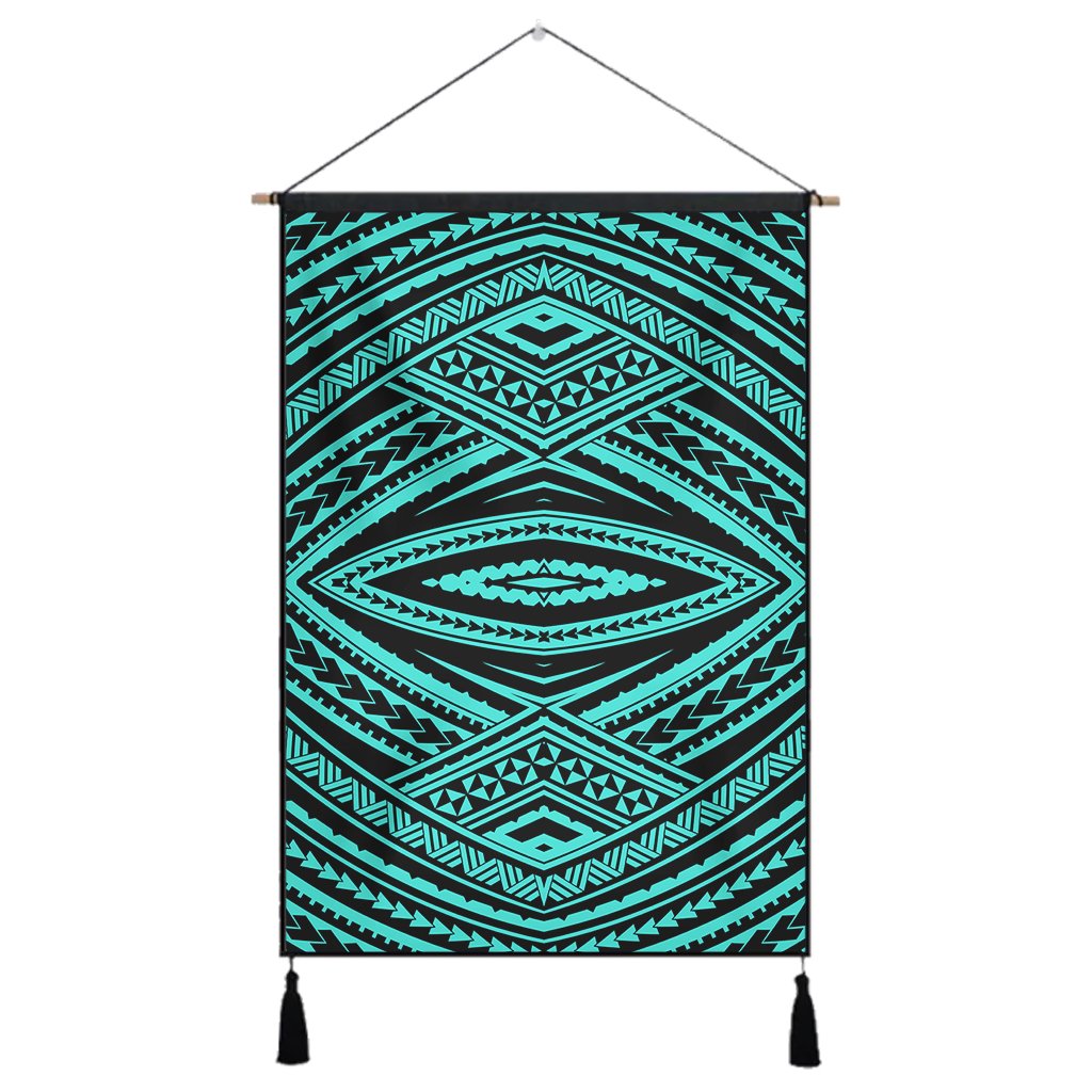 Polynesian Tatau Turquoise Hanging Poster - AH Hanging Poster 43 x 65 cm Cotton And Linen - Polynesian Pride