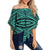 Polynesian Tatau Turquoise Hawaii Women's Off Shoulder Wrap Waist Top Turquoise Female - Polynesian Pride