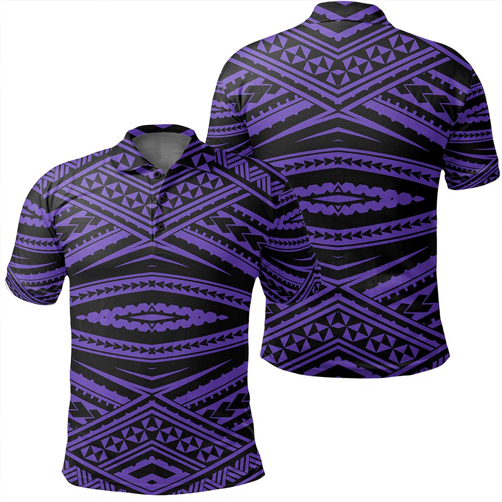 Unisex Polynesian Tatau Violet Polo Shirt Unisex Art - Polynesian Pride