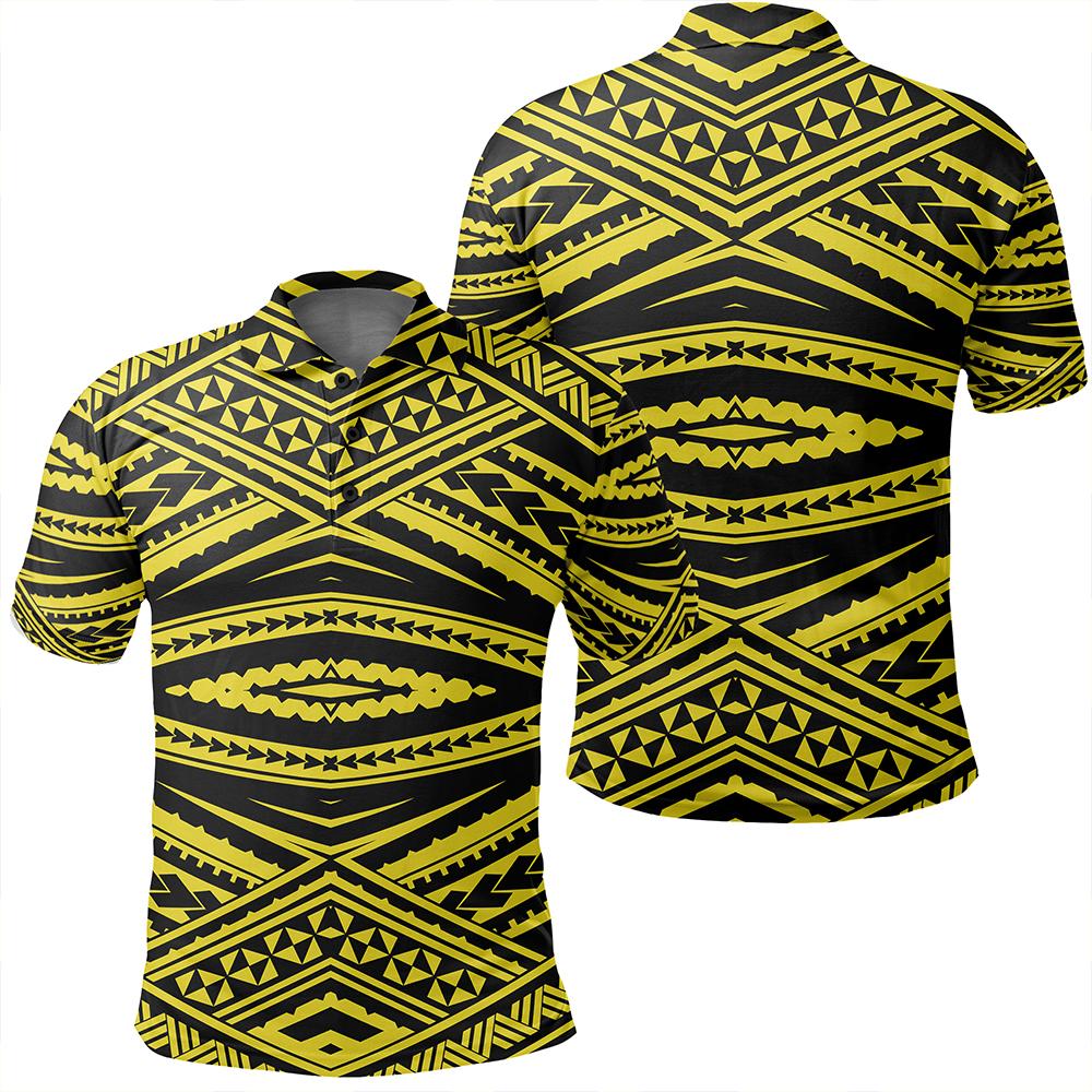 Unisex Polynesian Tatau Yellow Polo Shirt Unisex Art - Polynesian Pride