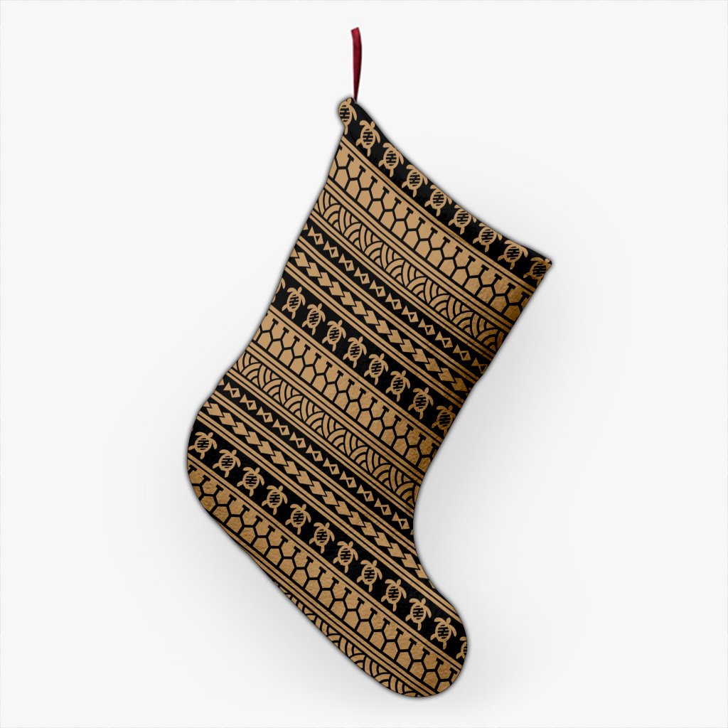 Polynesian Tattoo Tribal Gold Christmas Stocking 26 X 42 cm Gold Christmas Stocking - Polynesian Pride