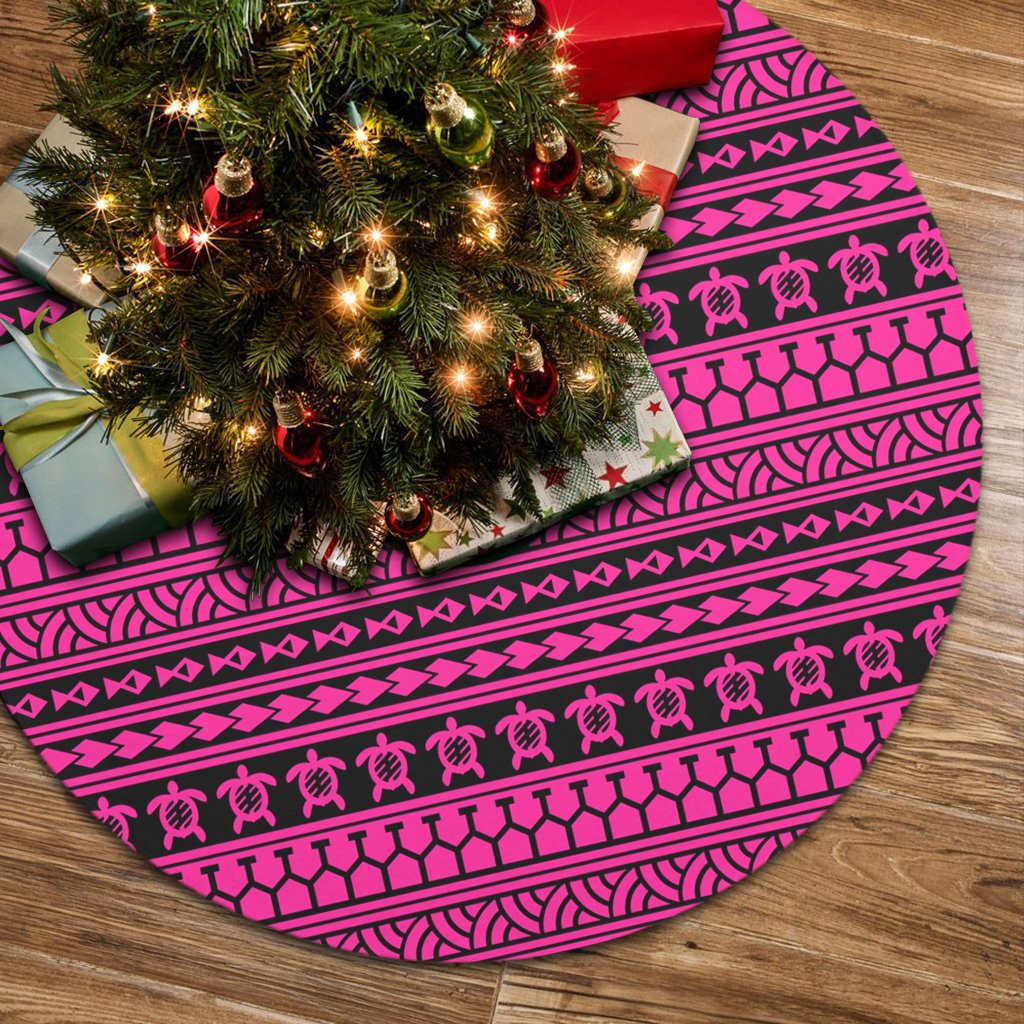 Polynesian Tattoo Tribal Pink Tree Skirt 85x85 cm Pink Tree Skirt - Polynesian Pride