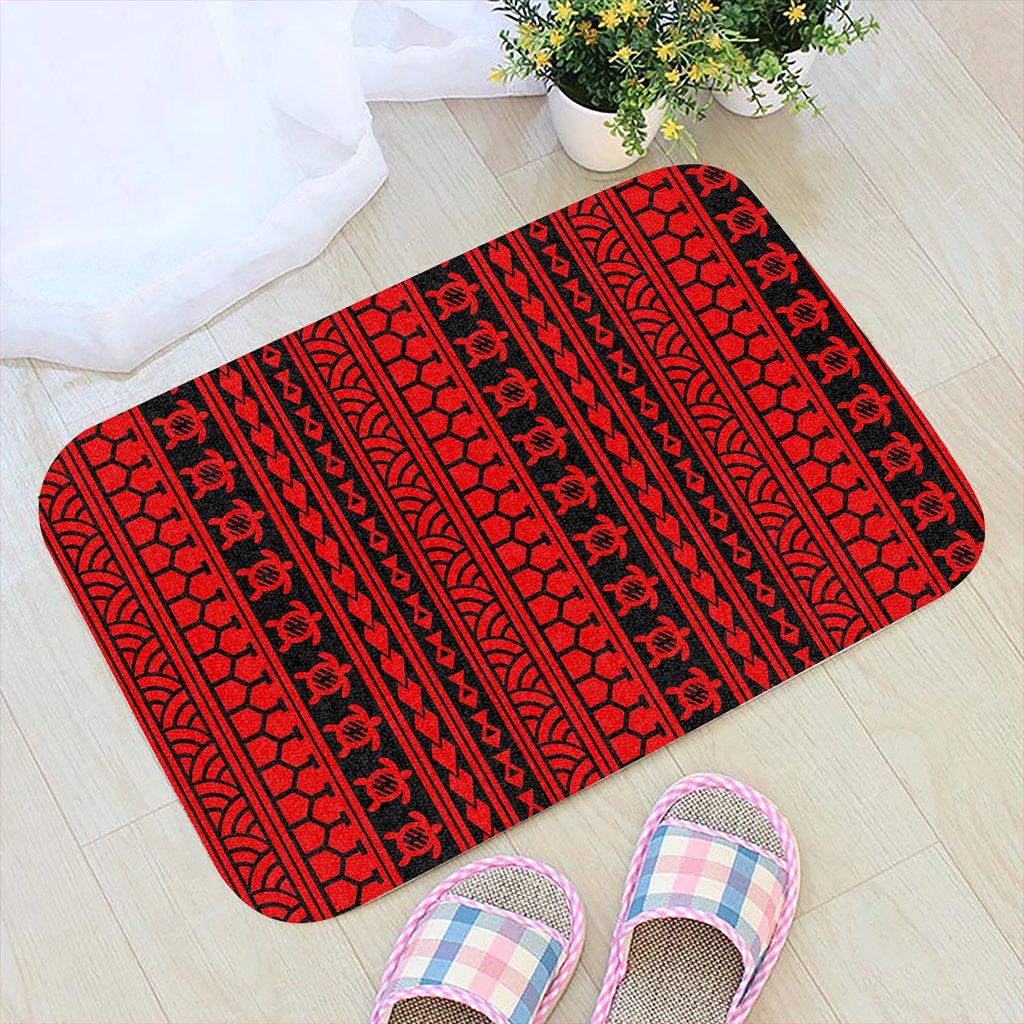 Polynesian Tattoo Tribal Red Hawaii Door Mat Door Mat Red - Polynesian Pride