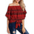 Polynesian Tattoo Tribal Red Hawaii Women's Off Shoulder Wrap Waist Top Red Female - Polynesian Pride