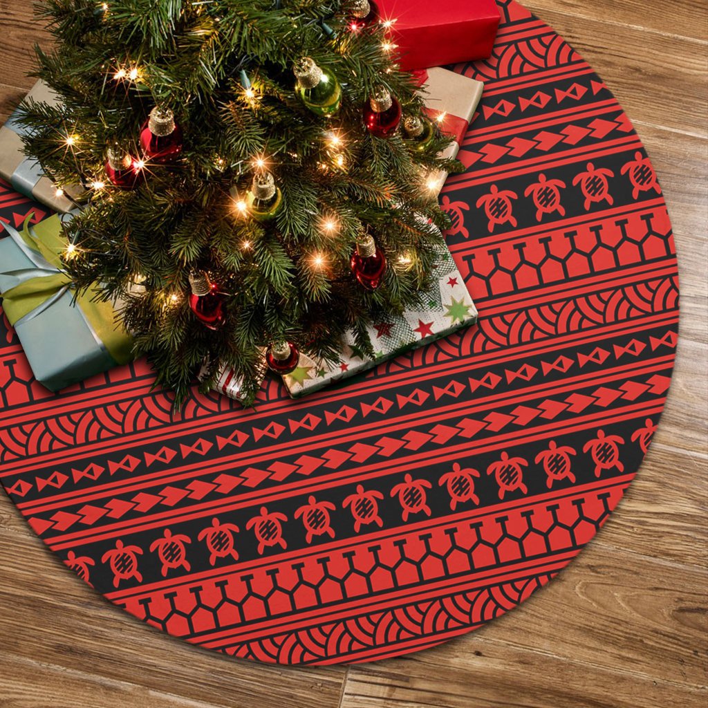 Polynesian Tattoo Tribal Red Tree Skirt 85x85 cm Red Tree Skirt - Polynesian Pride