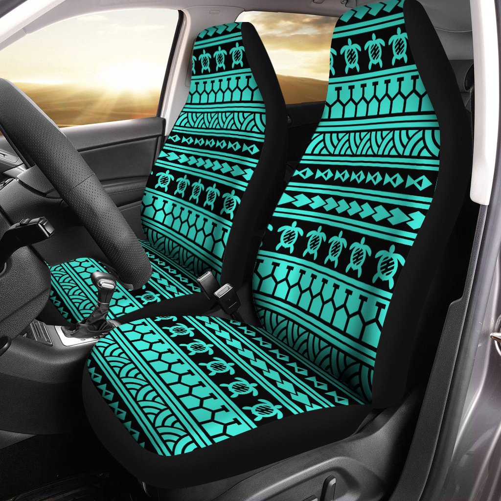 Polynesian Tattoo Tribal Turquoise Car Seat Cover - Polynesian Pride