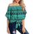 Polynesian Tattoo Tribal Turquoise Hawaii Women's Off Shoulder Wrap Waist Top Turquoise Female - Polynesian Pride