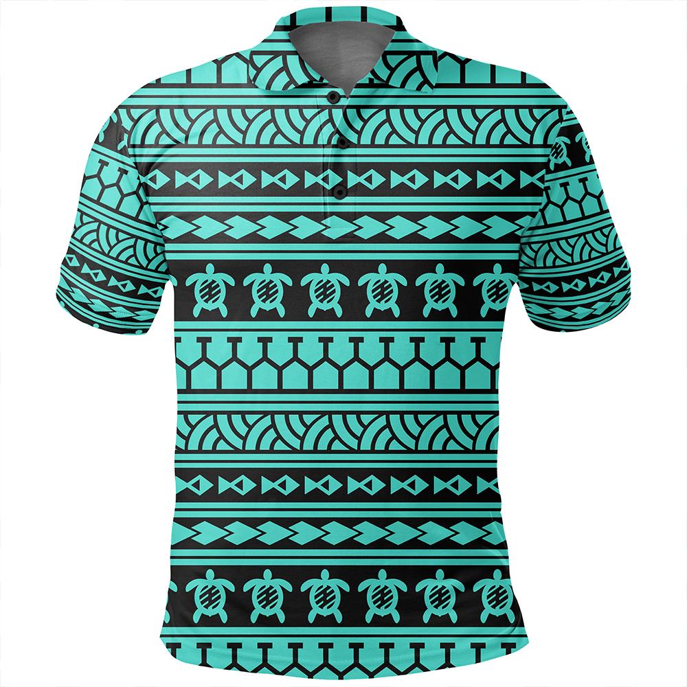 Unisex Polynesian Tattoo Tribal Turquoise Polo Shirt - Polynesian Pride
