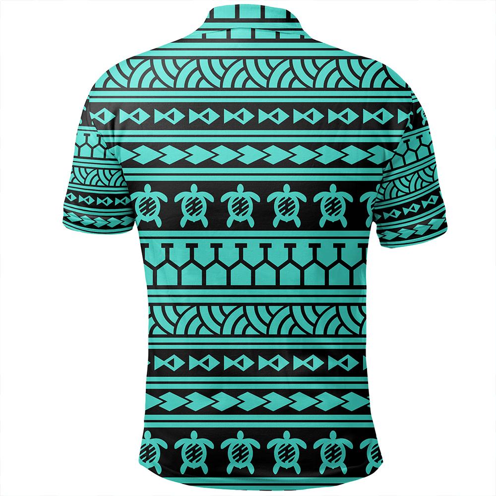 Unisex Polynesian Tattoo Tribal Turquoise Polo Shirt - Polynesian Pride
